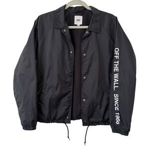 Unisex Vans Off the Wall Windbreaker Coach Jacket Black - Small